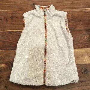 MATILDA JANE women’s floral and sherpa reversible full zip vest size XS
